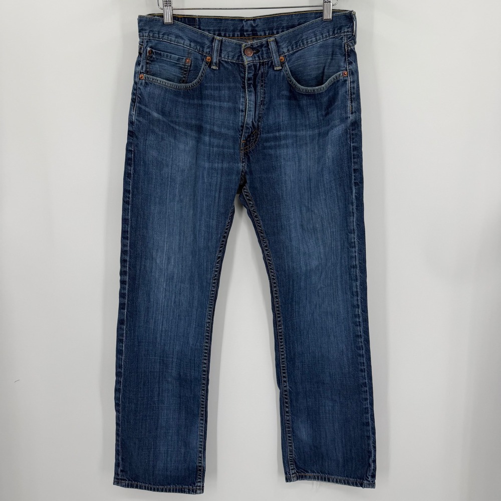 Levis 505 Regular Fit Straight Leg Jeans Mens 34x30 Medium Wash Blue 00505-1136